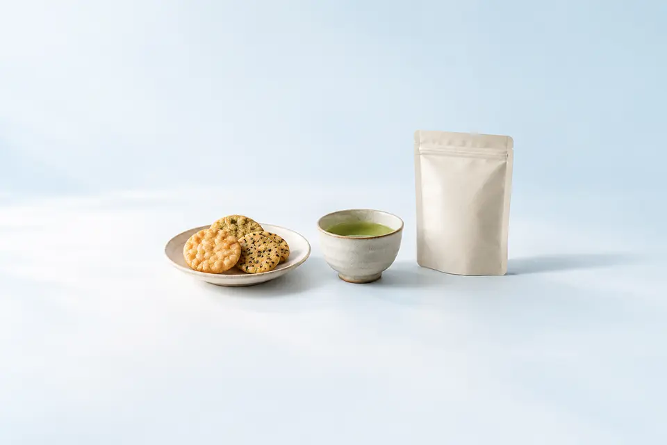 米菓と抹茶、食品包装の分野イメージ